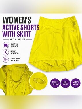 Oakley Women's Neon Yellow Athletic Skort Shorts